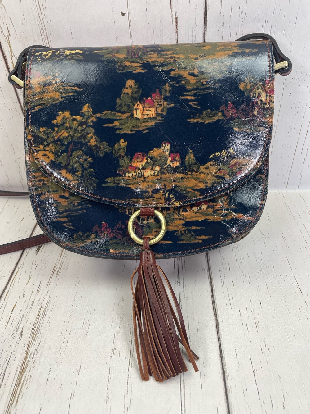 Patricia Nash Brinlee Leather Kent Countryside Saddle Crossbody Purse